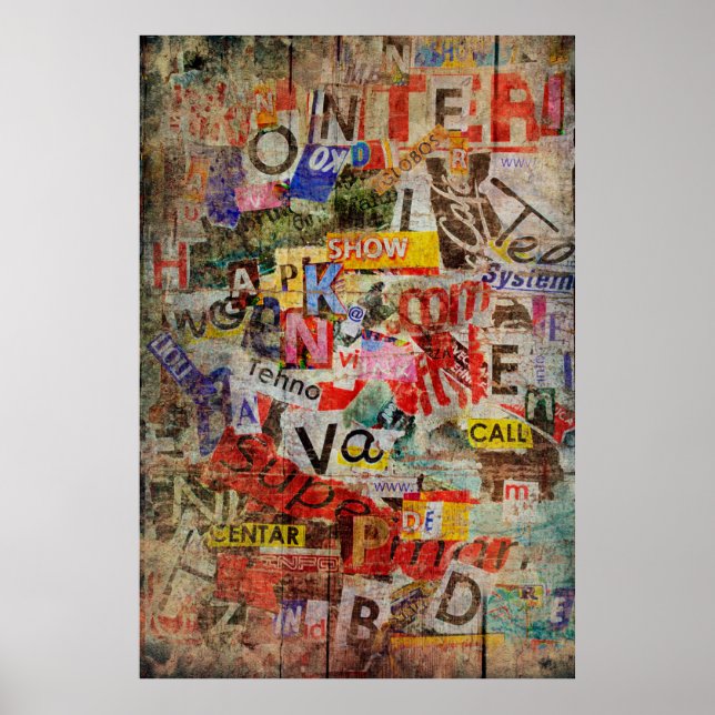 Grunge textured background design with old torn ne poster (Front)