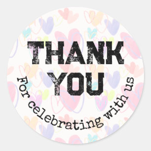 Grunge Thank You For Celebrating With Us Heart Classic Round Sticker