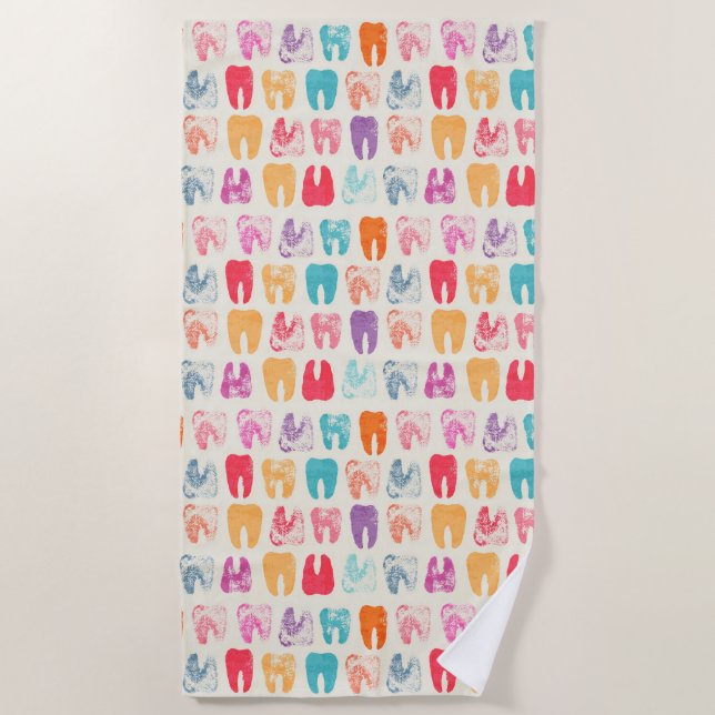 Grunge Tooth Pattern Beach Towel (Front)