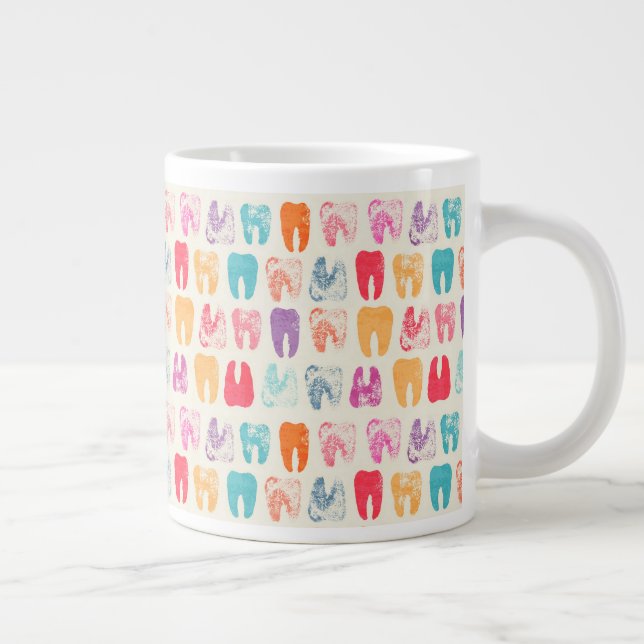 Grunge Tooth Pattern Large Coffee Mug (Right)