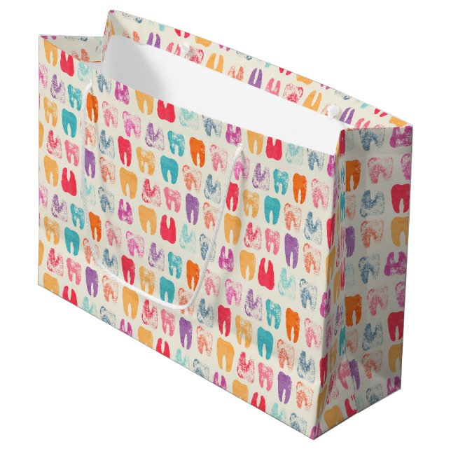 Grunge Tooth Pattern Large Gift Bag (Front Angled)