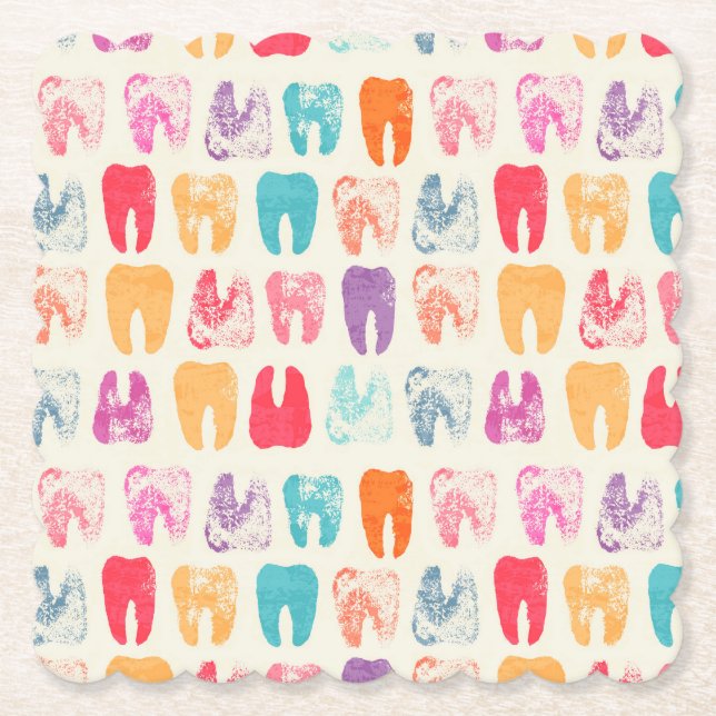 Grunge Tooth Pattern Paper Coaster (Front)