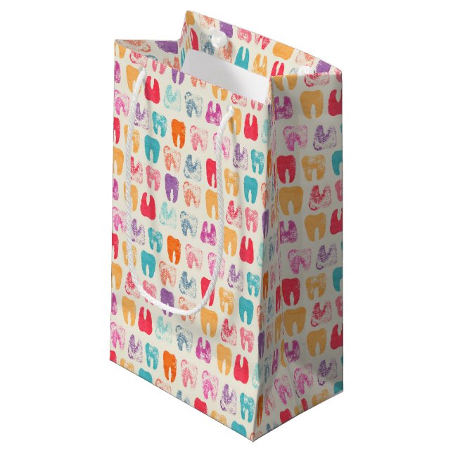 Grunge Tooth Pattern Small Gift Bag (Front Angled)