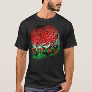 Grunge TShirt With Welsh Dragon And Cymru