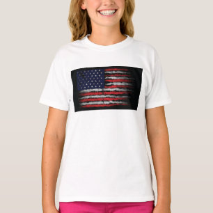 Grunge U.S.A flag Badge T-Shirt
