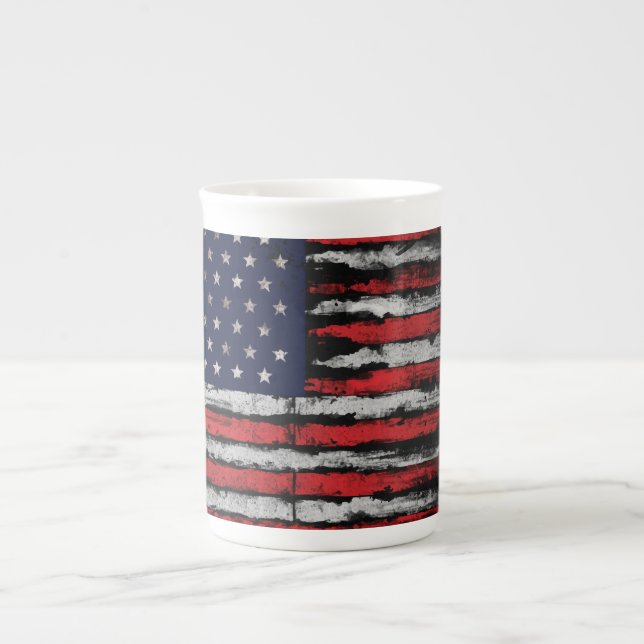 Grunge U.S.A flag Bone China Mug (Front)