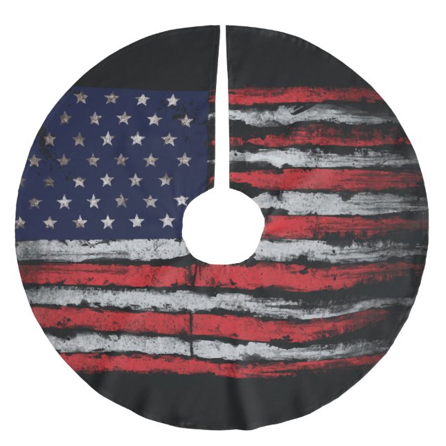 Grunge U.S.A flag Brushed Polyester Tree Skirt (Front)