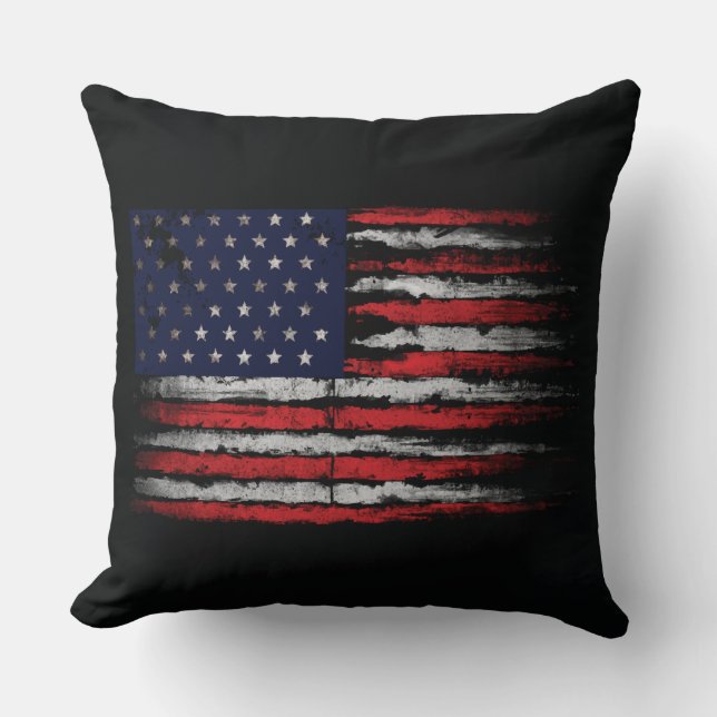Grunge U.S.A flag Cushion (Front)