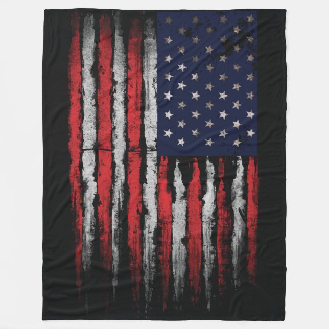 Grunge U.S.A flag Fleece Blanket (Front)