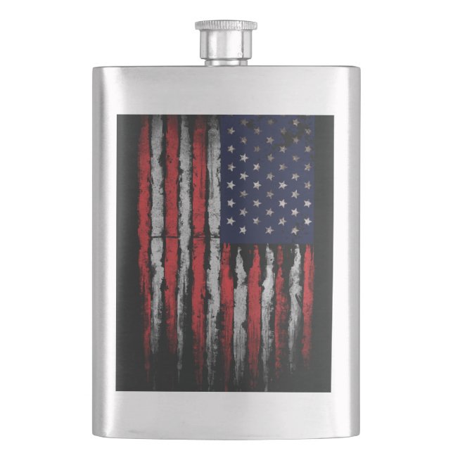 Grunge U.S.A flag Hip Flask (Front)