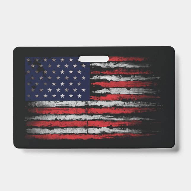 Grunge U.S.A flag ID Badge (Front)