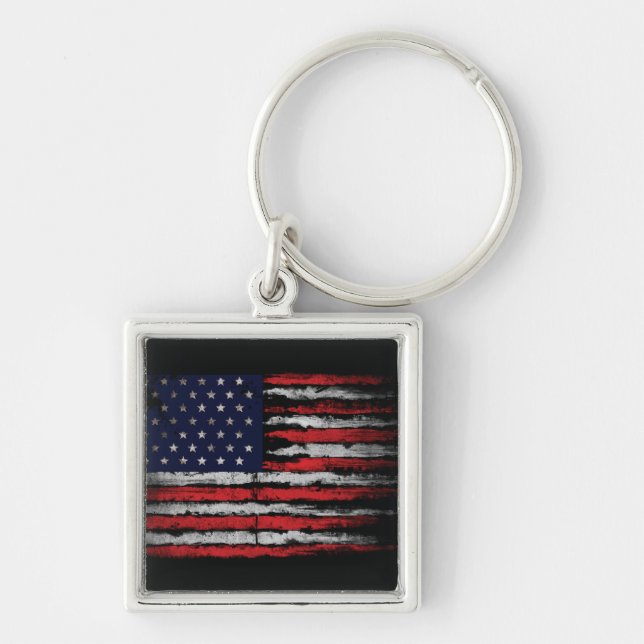 Grunge U.S.A flag Key Ring (Front)