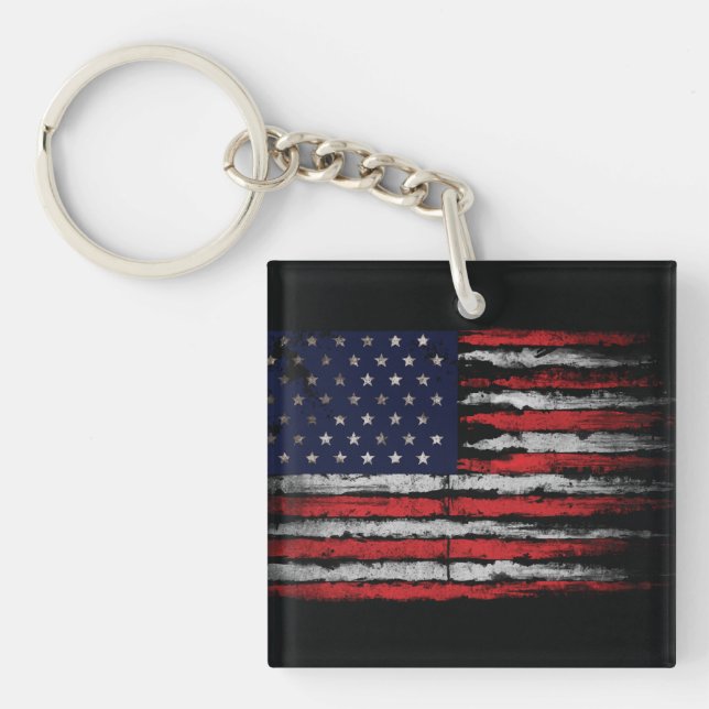 Grunge U.S.A flag Key Ring (Front)