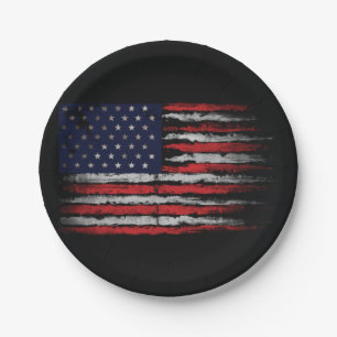 Grunge U.S.A flag Paper Plate