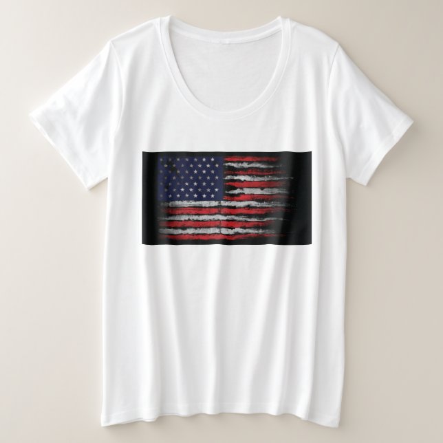 Grunge U.S.A flag  Plus Size T-Shirt (Design Front)