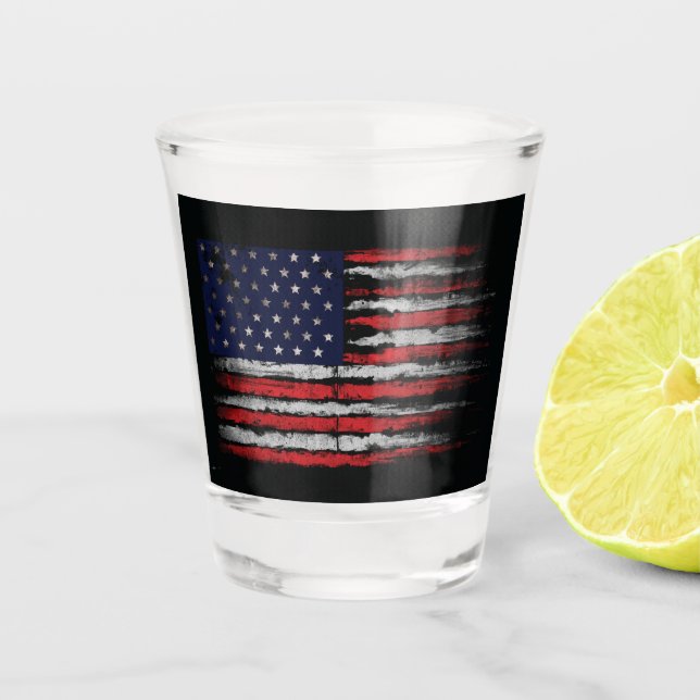 Grunge U.S.A flag Shot Glass (Front)