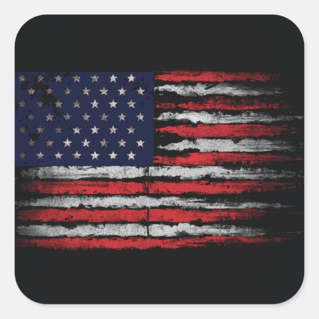 Grunge U.S.A flag Square Sticker (Front)