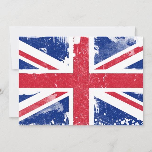 Grunge Union Jack flag Invitation (Front)