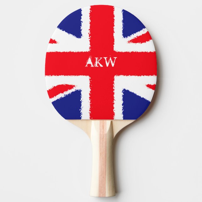 Grunge Union Jack Personalised Ping Pong Paddle (Front)