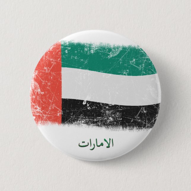 Grunge United Arab Emirates Flag 6 Cm Round Badge (Front)