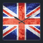 Grunge United Kingdom Flag 6 Square Wall Clock<br><div class="desc">Grunge United Kingdom Flag. Design is available on other products.</div>