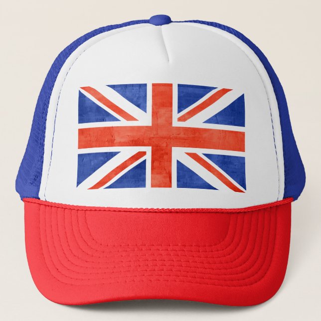 Grunge United Kingdom Flag Trucker Hat (Front)
