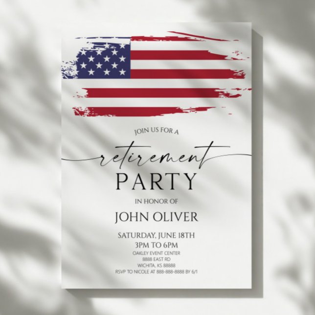 Grunge USA American Flag Military Retirement Party Invitation (Creator Uploaded)
