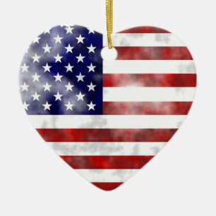 Grunge Usa Ceramic Tree Decoration