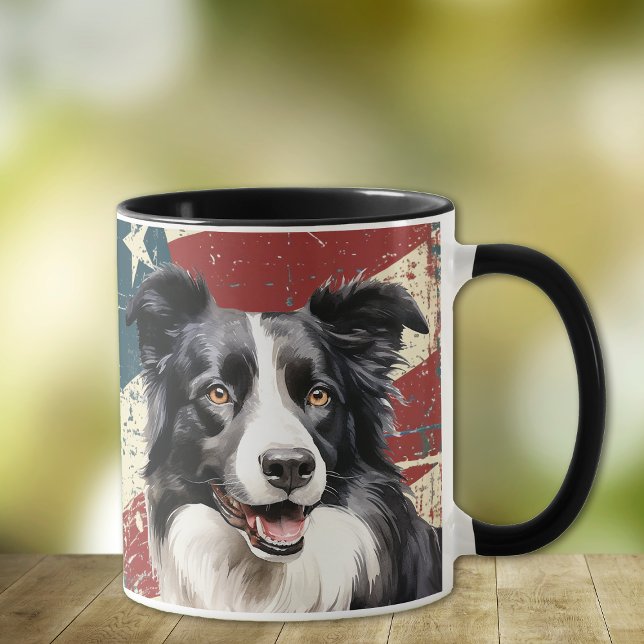 Grunge USA Flag Border Collie Dog Mug (Creator Uploaded)