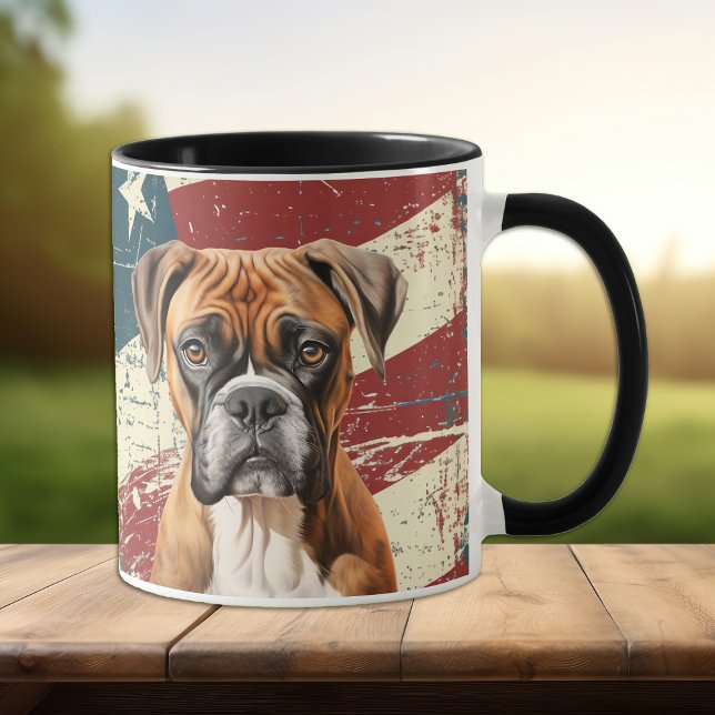 Grunge USA Flag Boxer Dog Mug (Creator Uploaded)