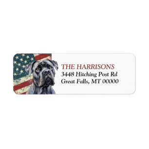 Grunge USA Flag Cane Corso Dog Return Address