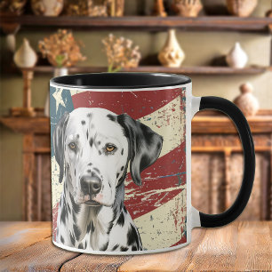 Grunge USA Flag Dalmatian Dog Mug