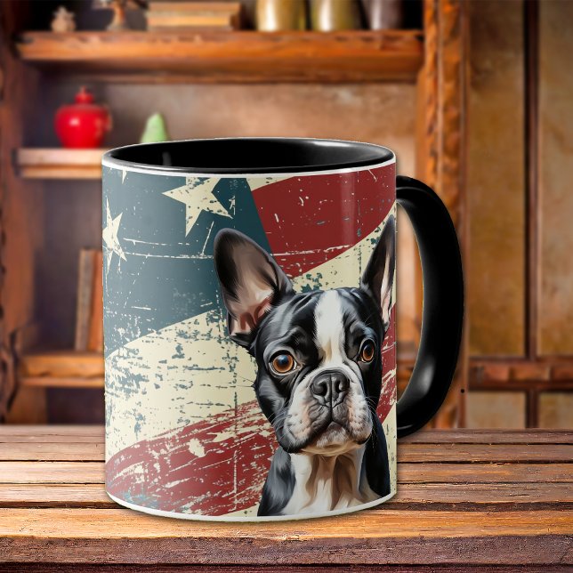 Grunge USA Flag French Bulldog Mug (Creator Uploaded)