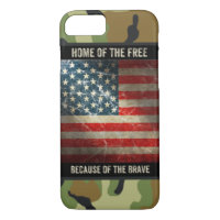 Grunge USA Flag on Camouflage 2 iPhone 7 Case