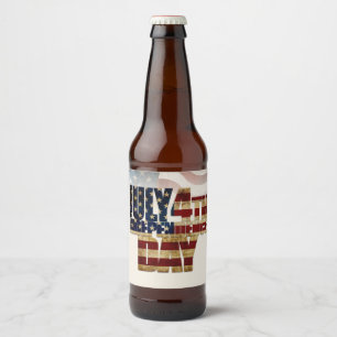 Grunge USA July 4th Independence Graphic Beer Bottle Label