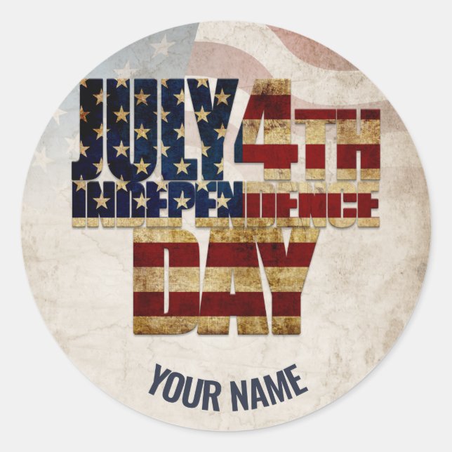 Grunge USA July 4th Independence Graphic Classic Round Sticker (Front)