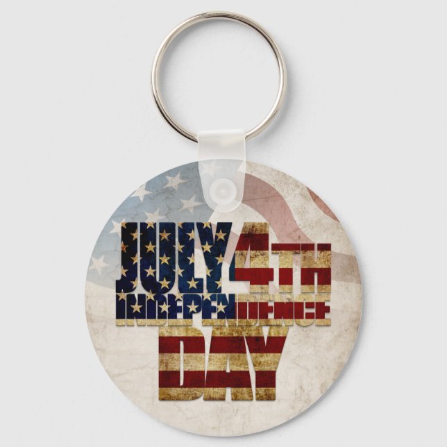 Grunge USA July 4th Independence Graphic Key Ring (Front)