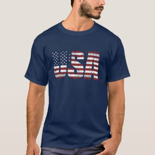 Grunge USA Letters Make The American Flag T-Shirt