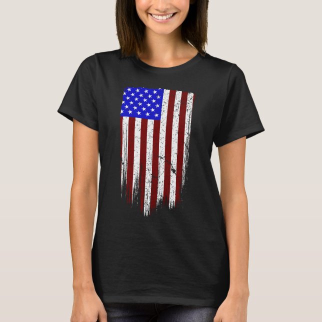 Grunge Vertical American Flag T-Shirt (Front)
