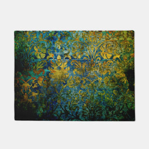 grunge, vintage,damask,moss,green,pattern,floral,g doormat
