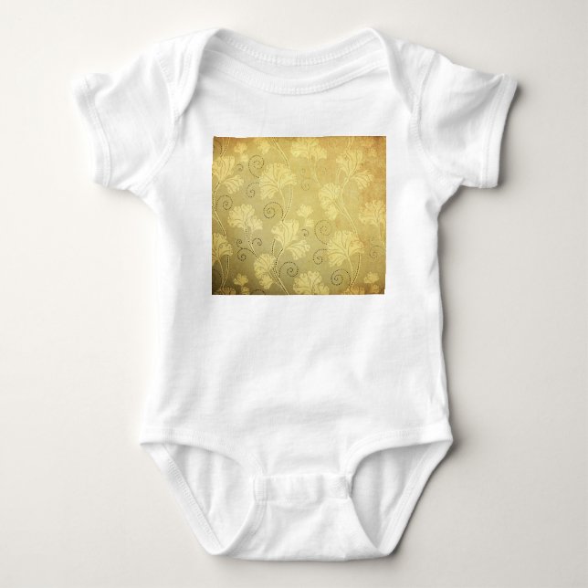 Grunge vintage flower pattern. baby bodysuit (Front)