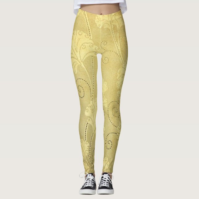 Grunge vintage flower pattern. leggings (Front)