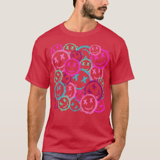 Grunge  Vintage Graffiti Street Art Smiles Pink T-Shirt