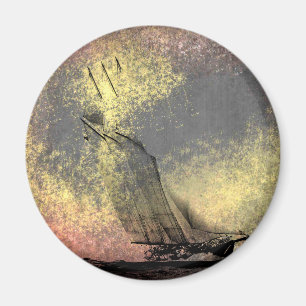 Grunge Vintage Racing Yacht Magnet