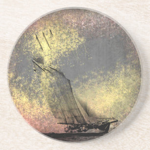 Grunge Vintage Racing Yacht Sandstone Coaster