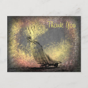 Grunge Vintage Racing Yacht Thank You Postcard