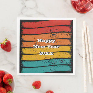 Grunge Vintage Retro Sunset Happy New Year 20xx  Napkin
