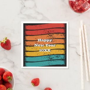 Grunge Vintage Retro Sunset Happy New Year 20xx Napkin