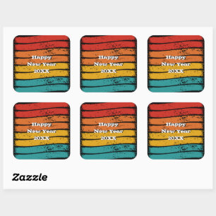 Grunge Vintage Retro Sunset Happy New Year 20xx Square Sticker