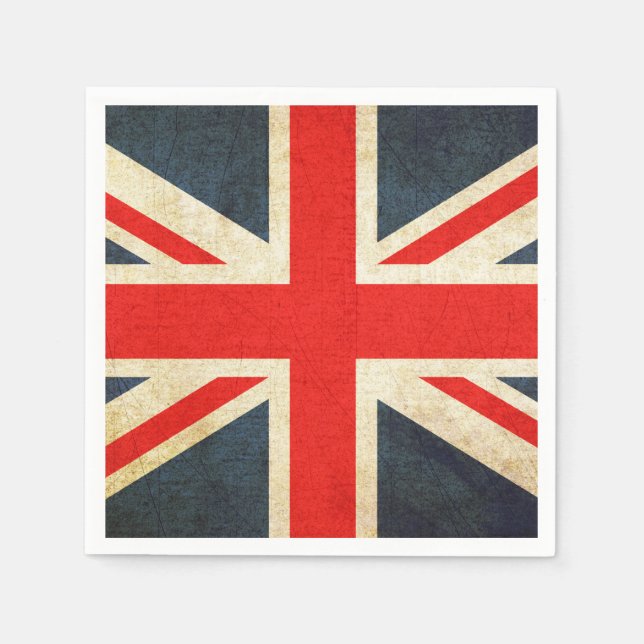 Grunge Vintage  United Kingdom Flag Paper Napkin (Front)